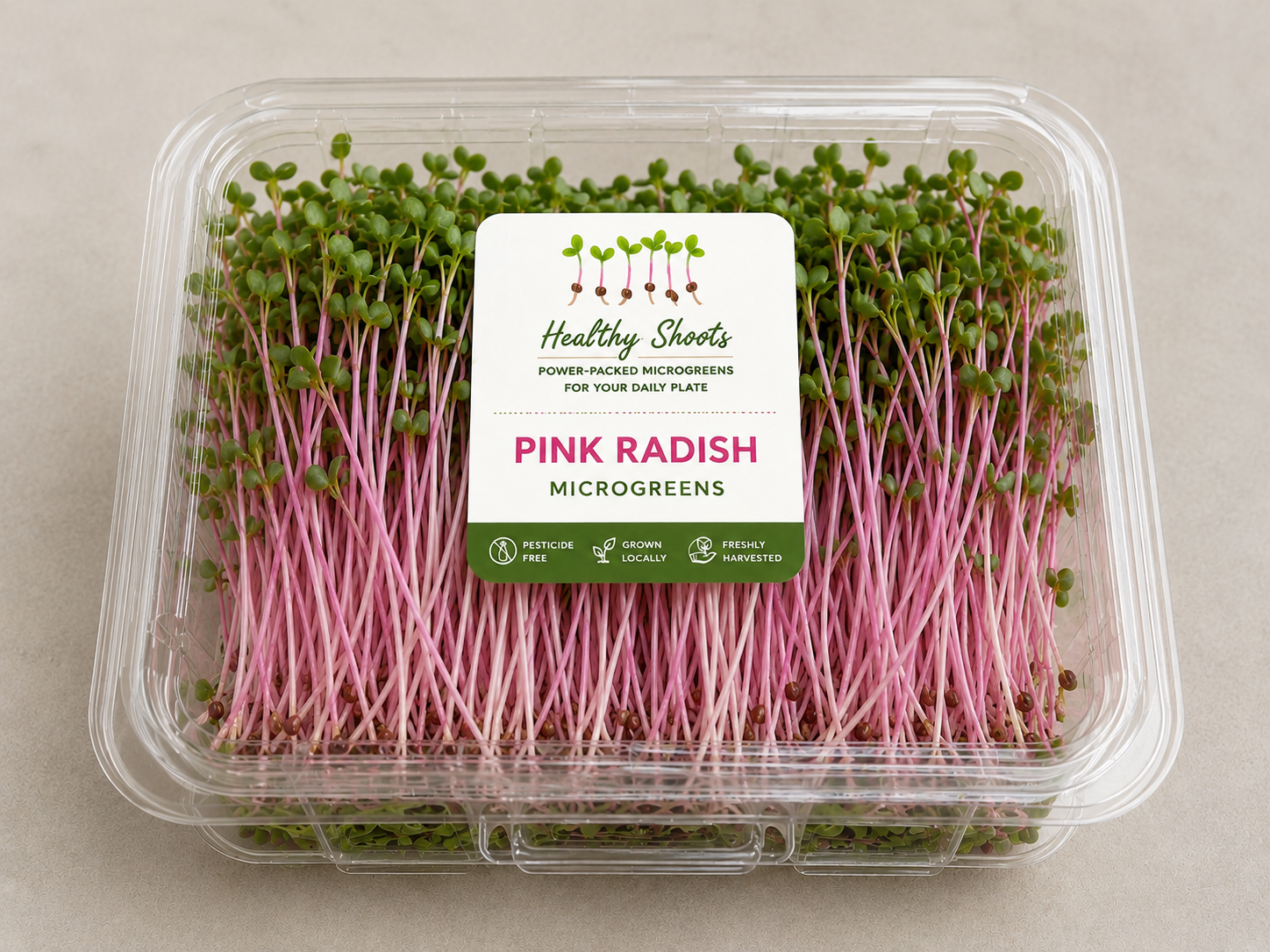 Pink Radish Microgreens by Healthy Shoots