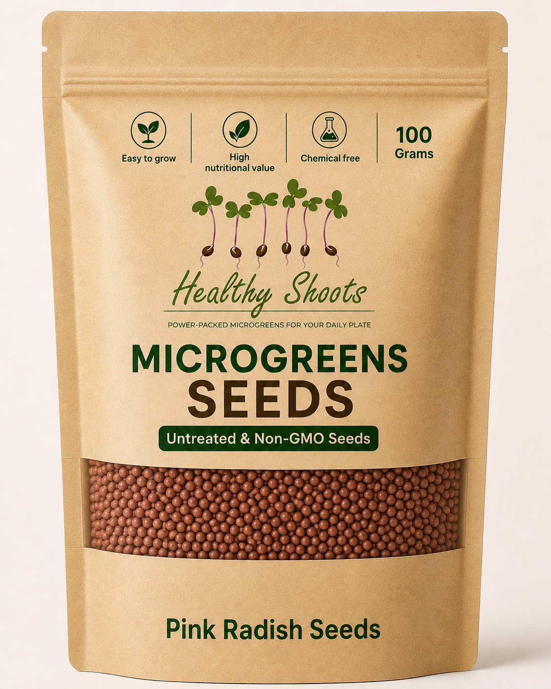 Pink Radish Seeds Microgreens 100g by Healthy Shoots