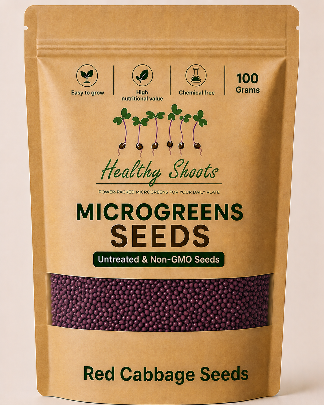 Red Cabbage Seeds Microgreens 100g by Healthy Shoots